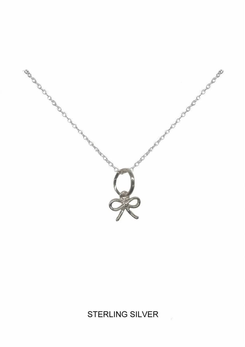 NEW SKOSH JEWELRY girls mini bow necklace in silver
